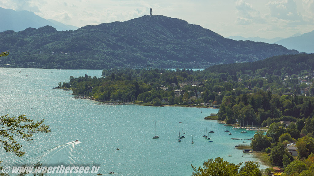 Blick auf den Wörthersee in Richtung Krumpendorf Pyramidenkogel